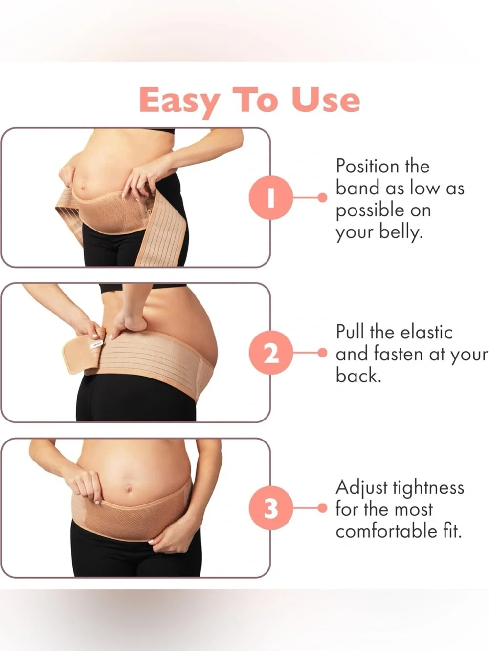 Maternity Belly Band/Binder for Pregnancy Comfort/Support - OS up to 46in, Beige
